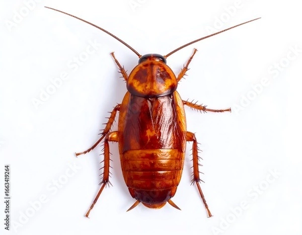 Obraz Brown cockroach on white background
