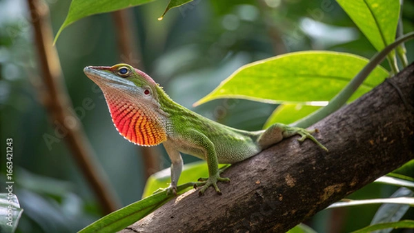 Fototapeta Colorful Dewlap Display of an Anole Lizard