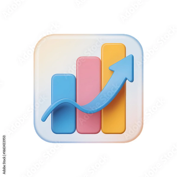 Fototapeta Rising bar graph with arrow symbolizing growth and progress in a modern digital style presentation element for business success