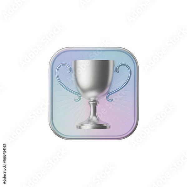 Fototapeta Silver Trophy Cup Icon on Gradient Background Symbolizing Success Achievement and Winning with Modern Design Elements for Digital Platforms