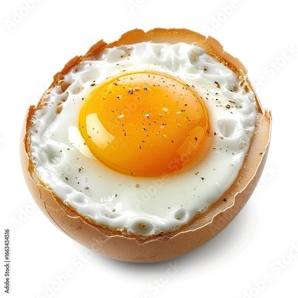 Fototapeta Fried egg nestled within cracked egg shell