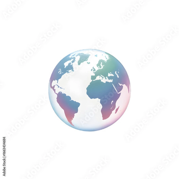 Fototapeta Stylized Earth Globe with Pastel Colors Floating in the Vast Darkness of Space Illustration