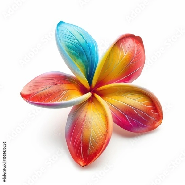 Fototapeta Vibrant, stylized plumeria flower with a gradient of colors