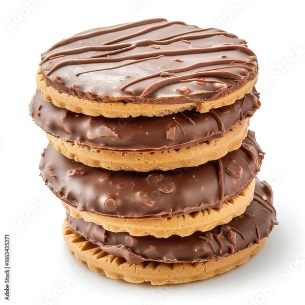 Fototapeta Stack of chocolate-covered cookies