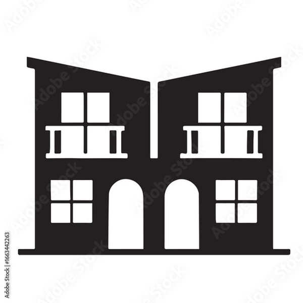 Fototapeta Modern House Silhouette Vector – Minimalist Home Icon Design for Architecture and Real Estate
