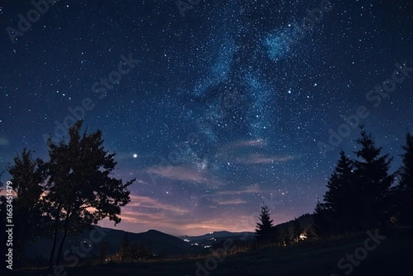 Obraz Starry night over mountains