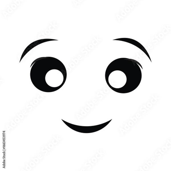 Fototapeta Smiling cat face with closed eyes icon. Isolated on white backgrund. Vector illustration. eps10