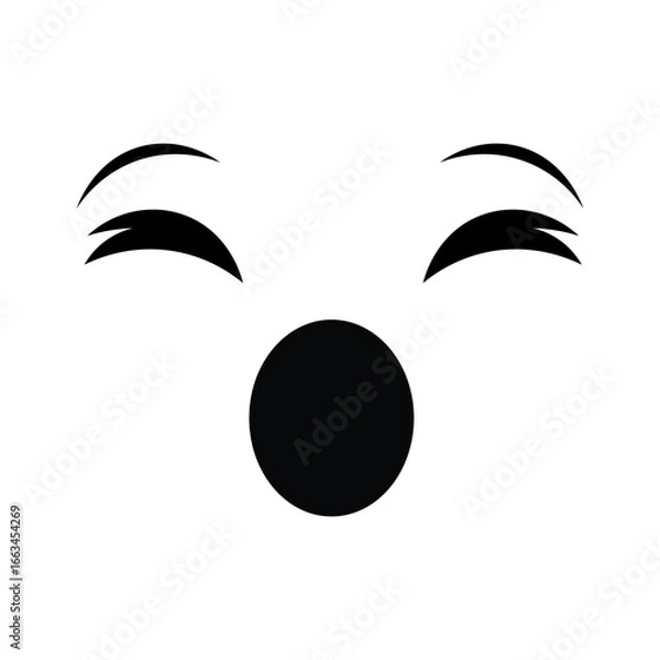 Fototapeta Smiling cat face with closed eyes icon. Isolated on white backgrund. Vector illustration. eps10