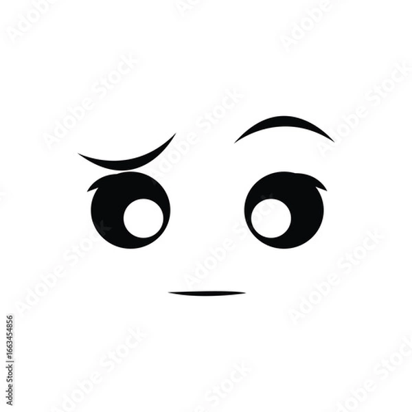 Fototapeta Smiling cat face with closed eyes icon. Isolated on white backgrund. Vector illustration. eps10