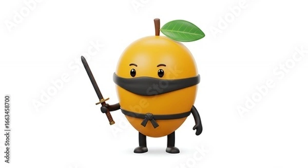 Obraz Cute fruit ninja character illustration