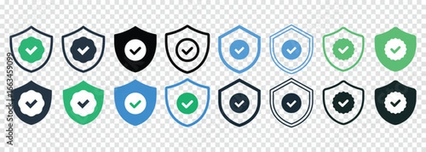 Fototapeta Variety of Shield Icons with Checkmarks for Verification