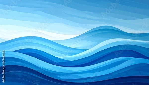 Obraz Serene Ocean Waves - Abstract Blue Gradient Background