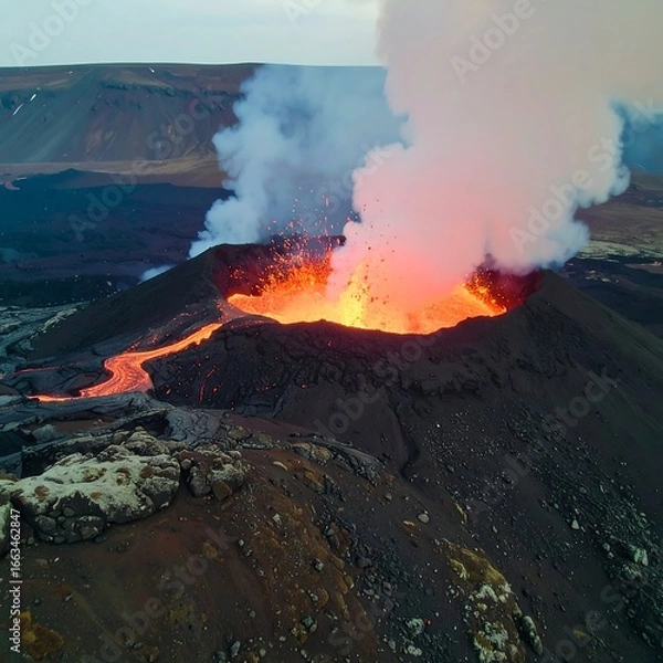 Fototapeta Volcanic eruption from above