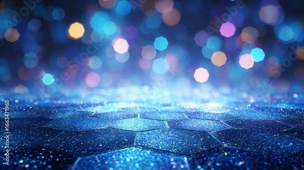 Obraz Abstract Data and Network Concept with Hexagon Pattern and Bokeh