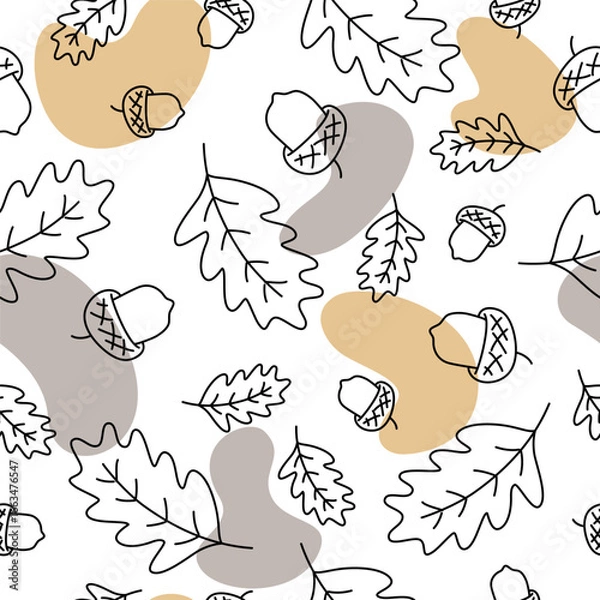 Obraz seamless acorns pattern in doodle style