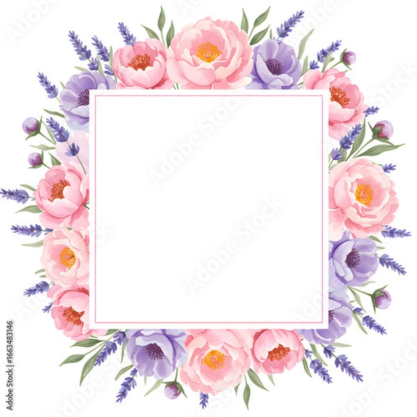 Fototapeta Floral Elegance: An exquisite floral arrangement of peonies and lavender. A perfect harmony of colors and textures creating a visual feast.