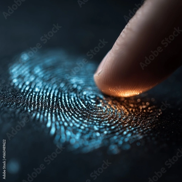 Fototapeta Fingerprint scanner cybersecurity