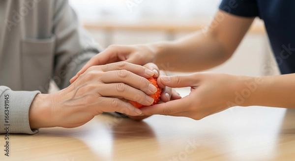 Fototapeta 作業療法でリハビリするシニア