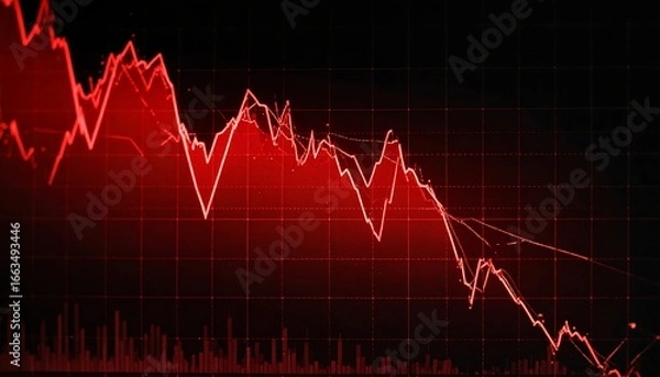 Obraz Dramatic red chart descent