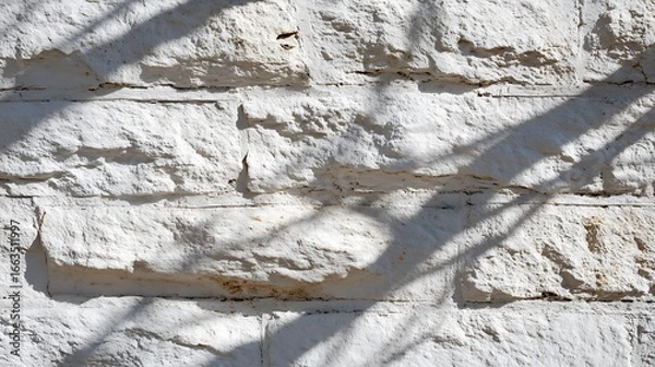 Obraz Textured White Brick Wall with Shadow Overlay Creates an Abstract Background