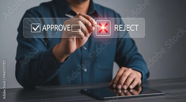 Fototapeta  Business approval decision making process quality control accept reject management choice
