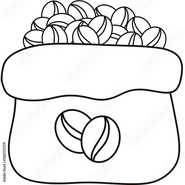 Obraz bag of coffee bean black outline