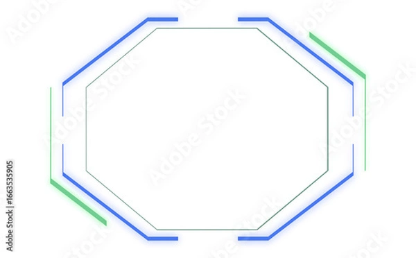 Fototapeta Cyberpunk Futuristic Sci-fi Digital Frame Interface Hologram Octagon HUD Glowing Neon. perfect for technology projects, Game streaming, Text bar.
