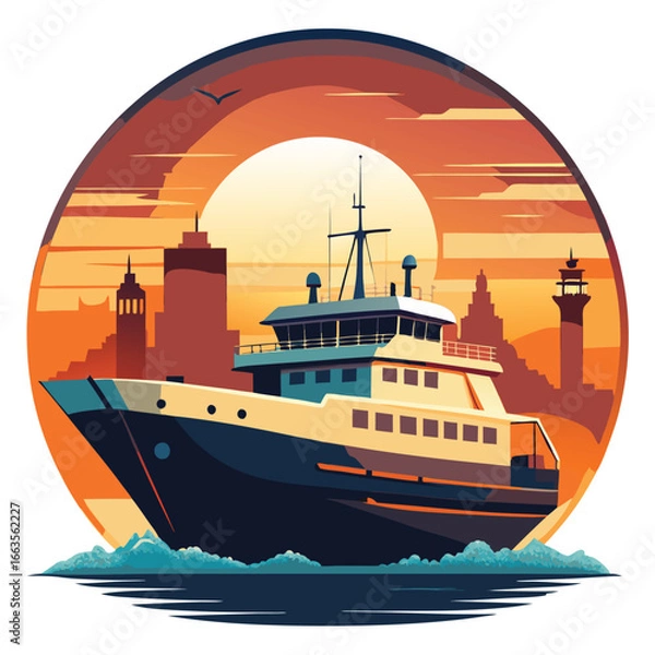Fototapeta ship silhouette vector new style modern and realis