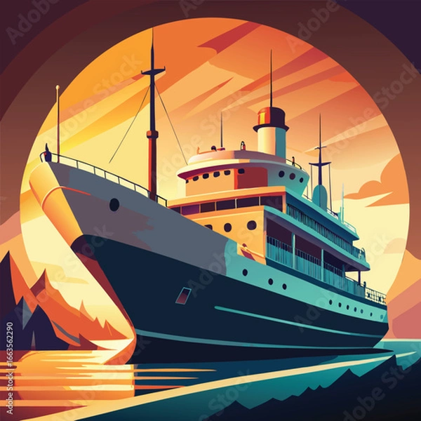 Fototapeta ship silhouette vector new style modern and realis