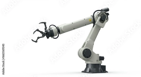 Fototapeta Articulated Robotic Arm - Precision Engineering, Isolated on White.