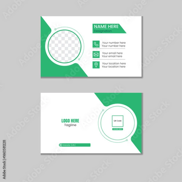Fototapeta Modern Green Geometric Business Card Template.