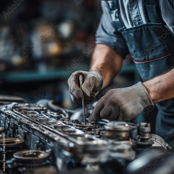 Obraz Mechanic Repairing Car Engine

