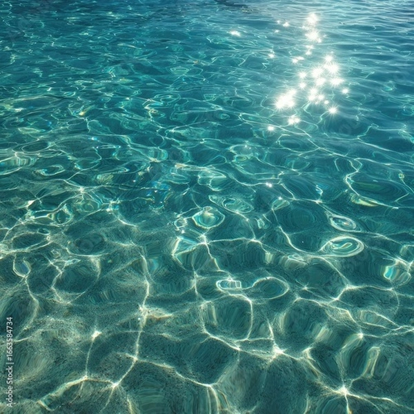 Obraz Sunlit turquoise shallow water, rippled surface
