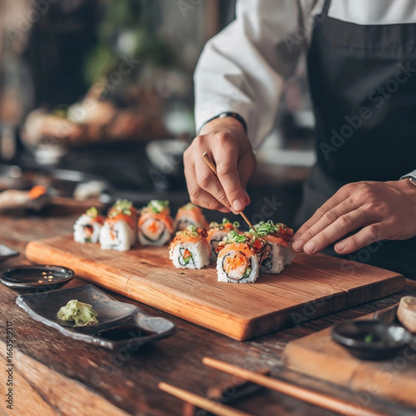 Obraz Professional Chef Making Sushi