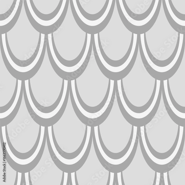 Fototapeta Vector seamless overlapping pattern, fish scale print. Beautiful asian style design for textile, wallpaper, wrapping paper.