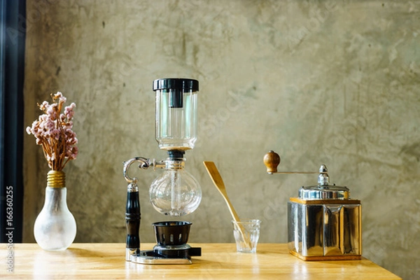 Fototapeta siphon vacuum coffee maker at shop