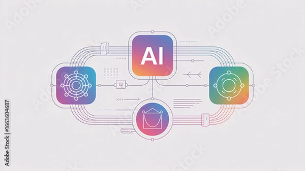 Fototapeta Ai quantum agent technology integration digital space infographic design futuristic environment overview concept