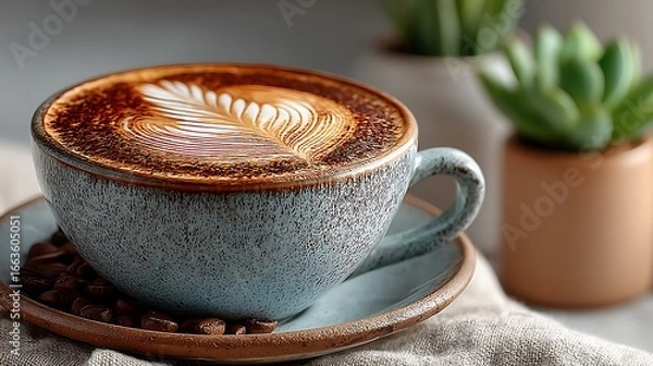 Fototapeta Coffee latte art cappuccino drink high resolution picture