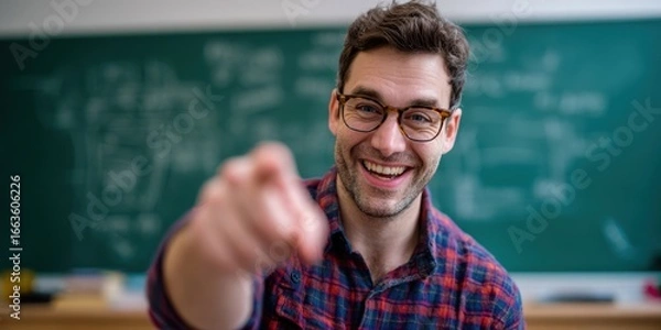 Obraz The smiling teacher engaging students with encouragement and enthusiasm