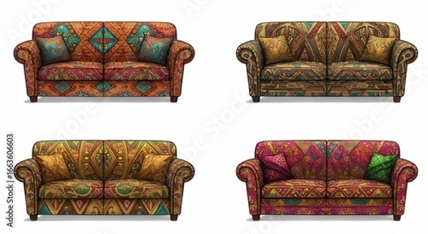 Fototapeta Colorful patterned armchairs