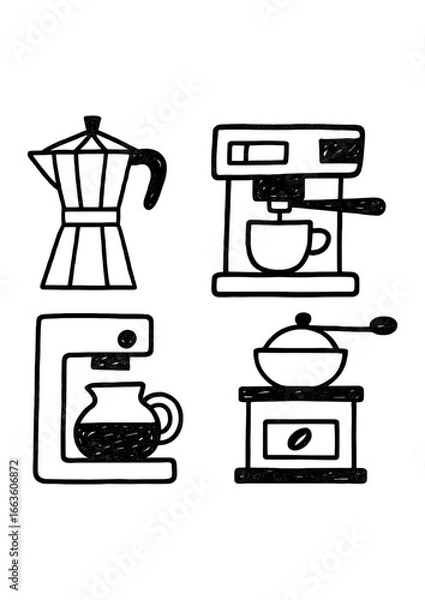 Obraz Different types of coffee-making equipment and tools.