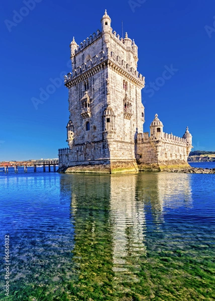Obraz Belam Tower in Lisbon Portugal. Famous touristic attraction and landmark of Lisbon.