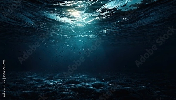 Obraz Deep ocean scene, sunlight filtering through the water surface