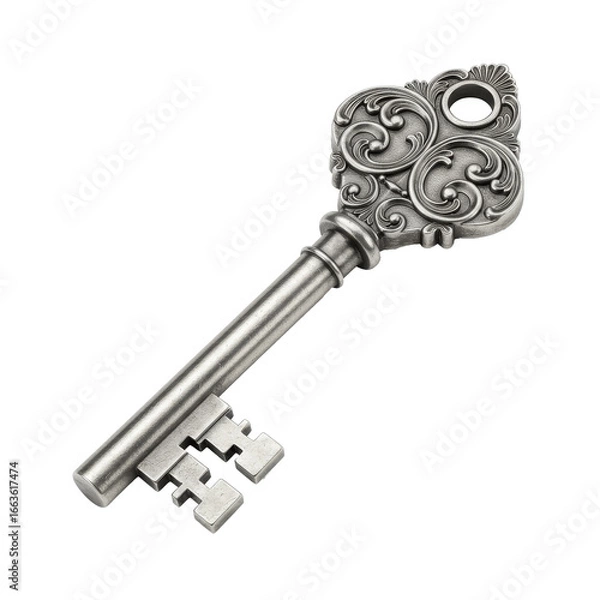 Fototapeta Antique ornamental key with intricate scrollwork, a symbol of access and history