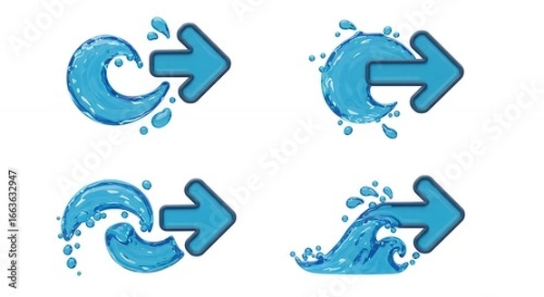 Obraz Blue water arrow graphics set