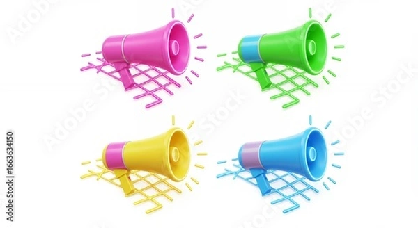 Fototapeta Colorful megaphones design elements