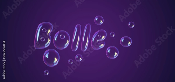 Fototapeta Bolle, Italian word for bubbles, 3d rendering, graphic  and logo design