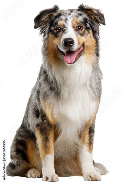 Fototapeta Border collie sitting on a white background