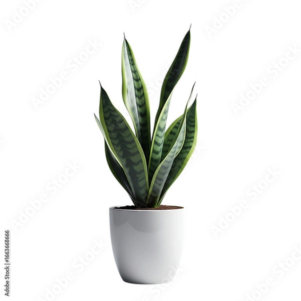Fototapeta A healthy sansevieria trifasciata, commonly known as snake plant or motherinlaws tongue, a popular houseplant with tall, pointed green leaves, isolated on transparent background