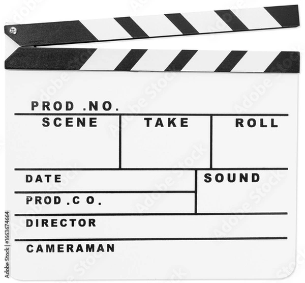Obraz Blank White Movie clapper board isolated on white background